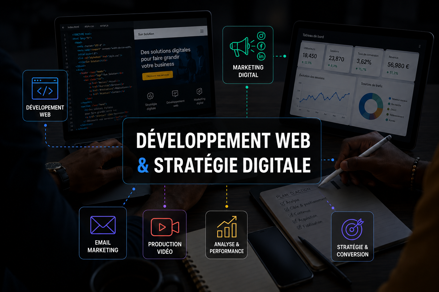Équipe de développement web et stratégie digitale au Sénégal - Madyana Studio