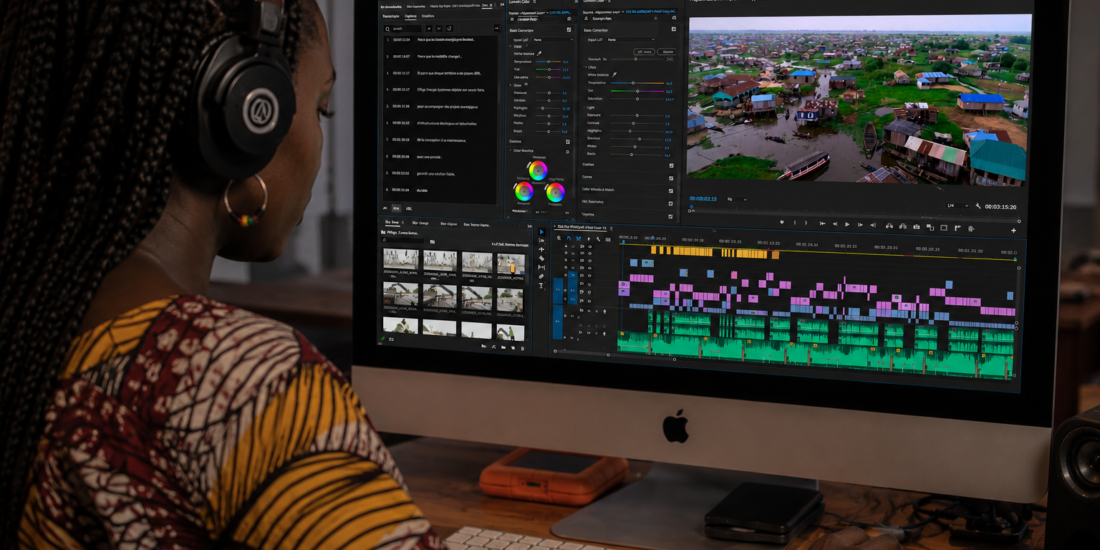 Post-production team working on video editing and motion design in Dakar, Senegal.